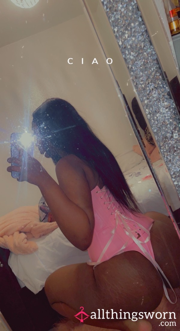 💖 S**y Pink Corset + Pink Thong Set