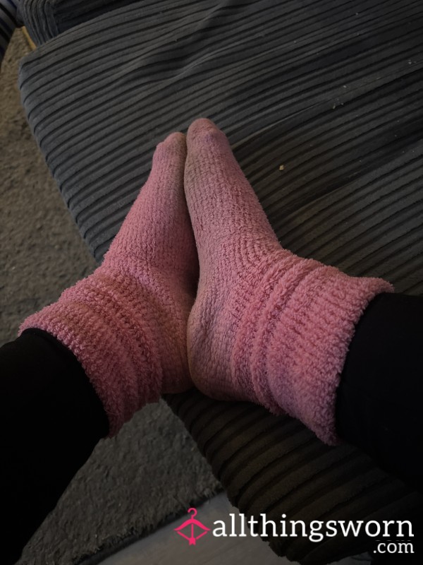 S**y Pink Fluffy Socks Worn All Day