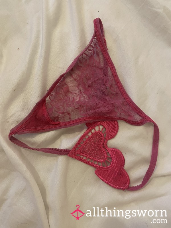 S**y Pink Lace Heart G String 💦😉