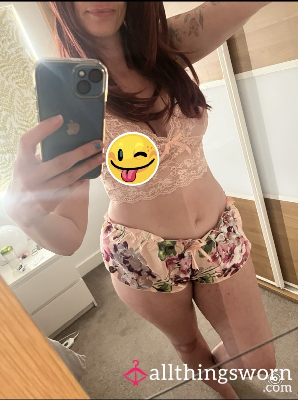 S**y Pink Lacey Bralet & Shorts