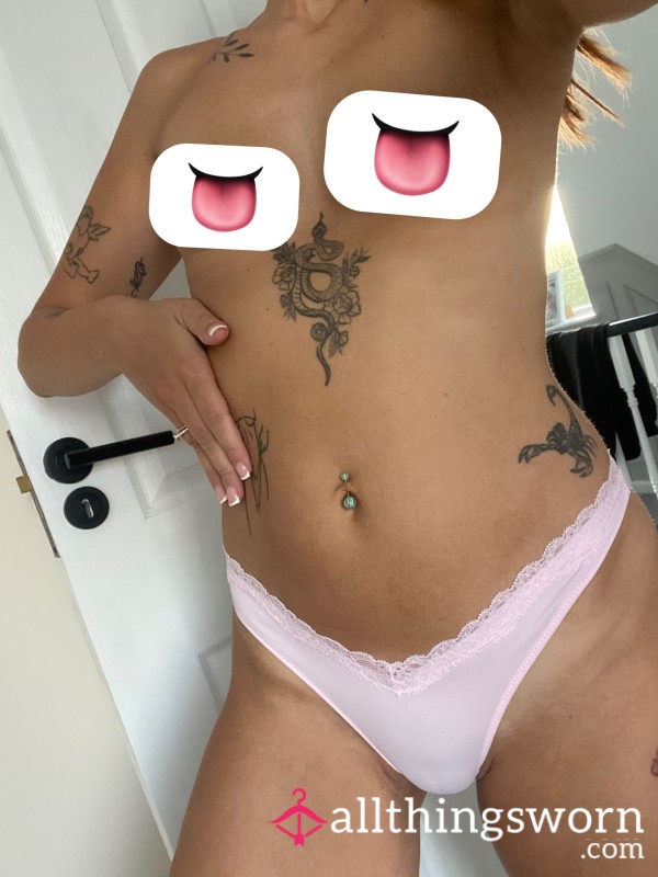 S**y Pink Satin Brazilian Thong