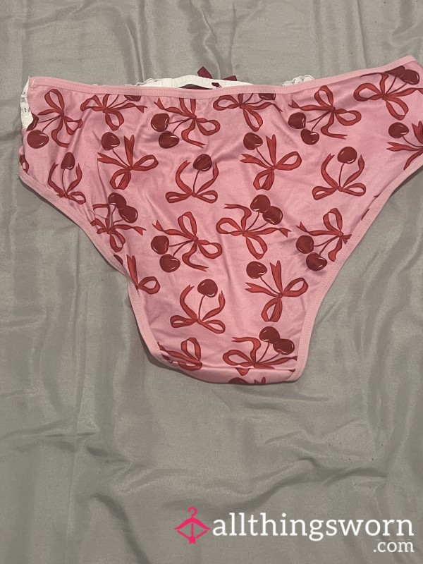 S**y Pink Thong With Cherry Detail And Open Back