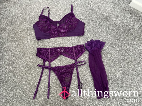 S**y Purple Lace Lingerie Set 😈