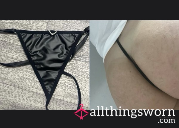 S**y Pvc Black Thong With Heart Detail