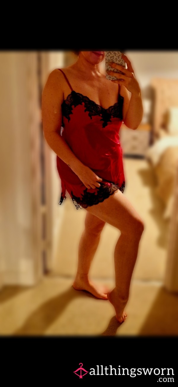 S**y Red & Black Lace Slip Dress