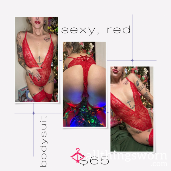 S**y, Red Bodysuit - No Bra, No Panties 🥵❤️‍🔥