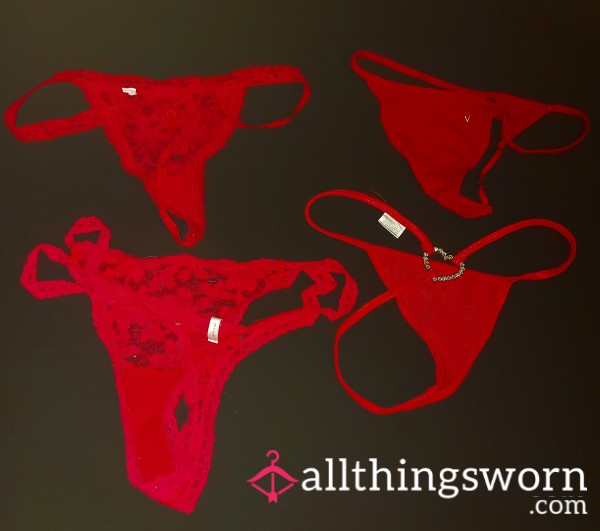 S**y Red Cotton & Lace Thongs/G-Strings💋❤️