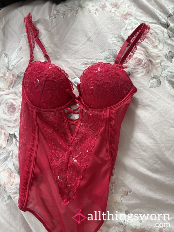 S**y Red Detailed Bodysuit