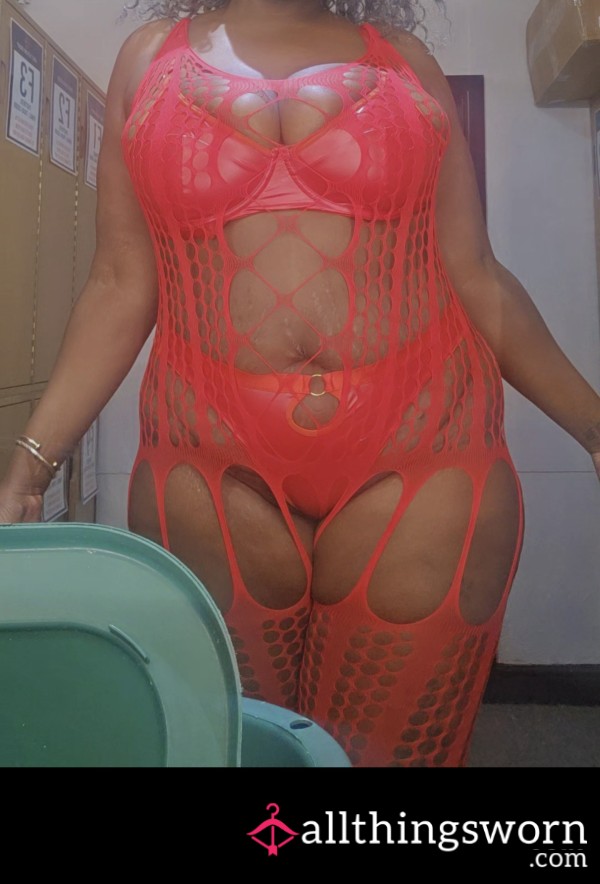 S**y Red Fishnet Body Stocking M