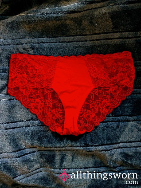 S**y Red Lace Cheeky Panties - XL