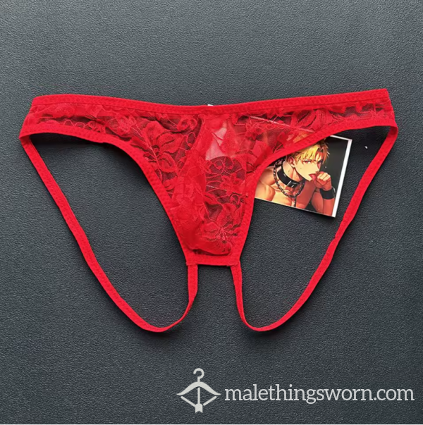 S**y Red Lace Jockstrap (S) Ready To Be Customised For You!