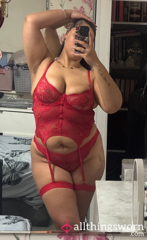 S**y Red Lace Lingerie Set + 3 Min Custom