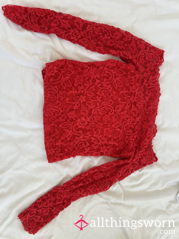 S**y Red Lace Off The Shoulder Top