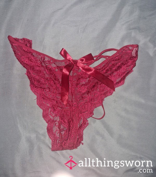 S**y Red Lace Panties Worn Any Way You Like Just For You