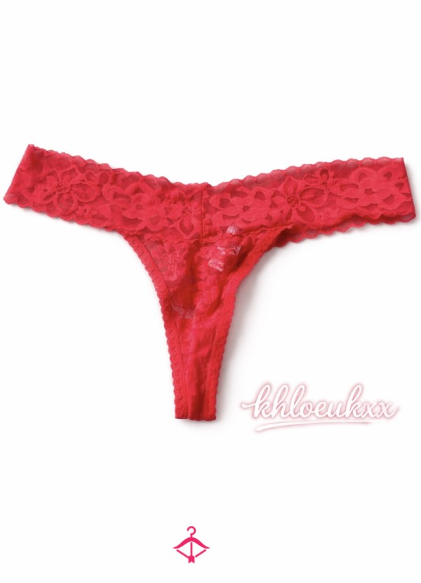 S**y Red Lace Thong – Soft Flor*l Lace – Custom Wear Available ❤️