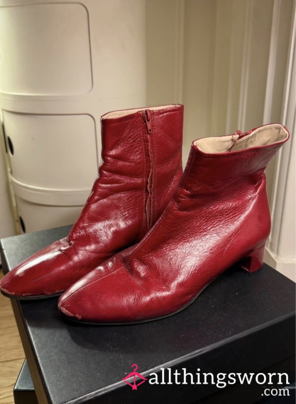 S**y Red Leather Boots😍🥵❤️Wellworn|Smelly
