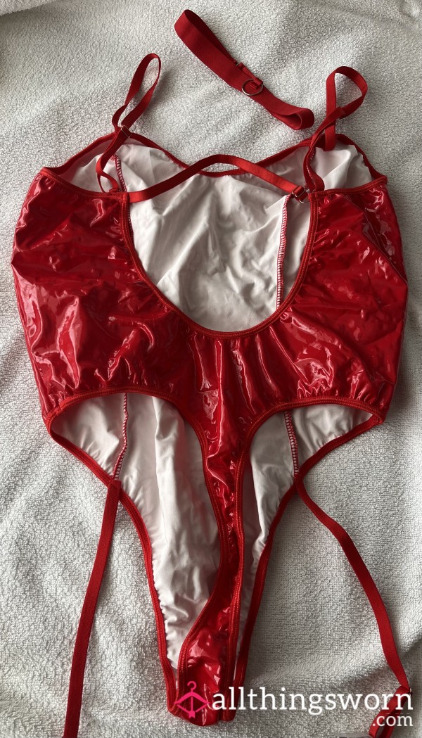 S**y Red PU Leather Body Including Collar Size 12-14