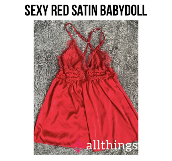 S**y Red Satin Babydoll🍒