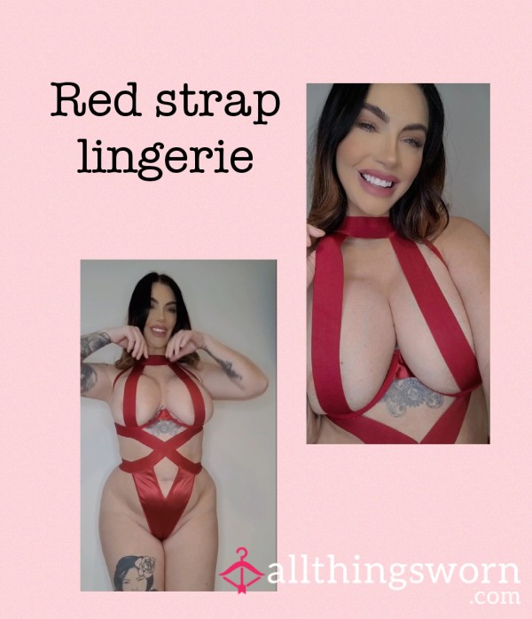 S**y Red Strap Lingerie Outfit