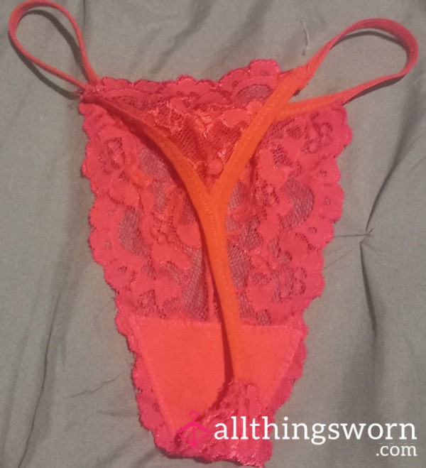 Worn By Couga S**y Hot Pink Thong Size 8