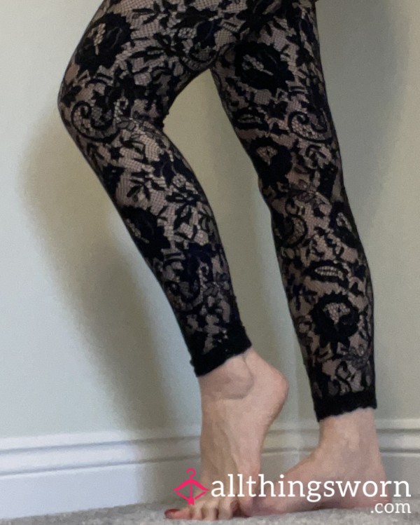 S**y See Through Patterned Black Lacey Leggings