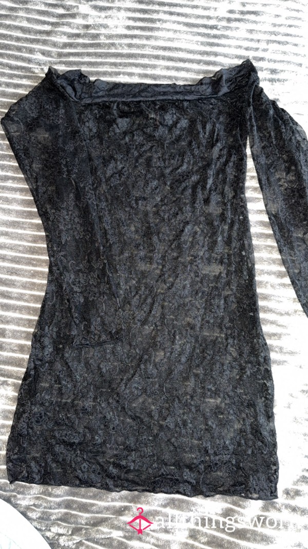 S**y Seethrough Black Lace Dress