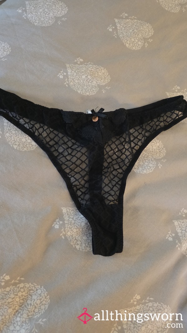 S**y Sheer Black Lace Thong 😍 UK Size 14-16