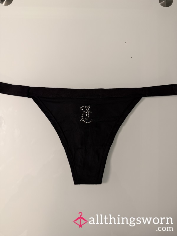 S**Y, SILKY, BLACK JUICY COUTURE THONG WITH JEWELS
