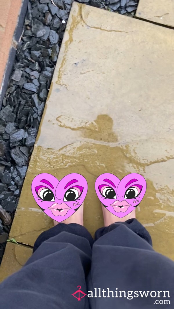 S**y Size 3 Feet Splashing In Puddle