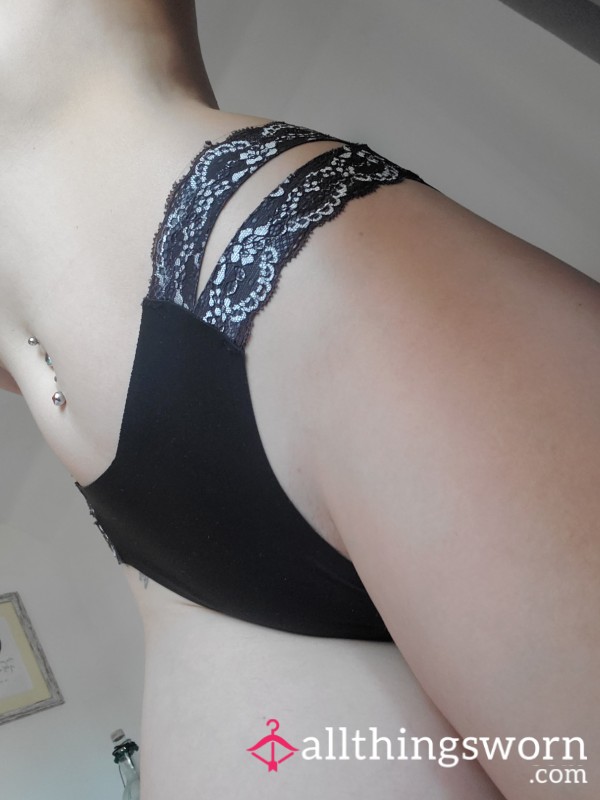 S**y Soft Black Well Worn Panties With Cotton Gusset
