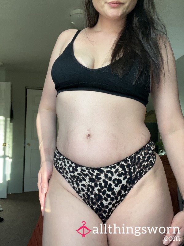 S**y Soft Nylon Leopard Thong 🐆  2 DAY WEAR - FREE SHIPPING - DAILY WEAR PICS
