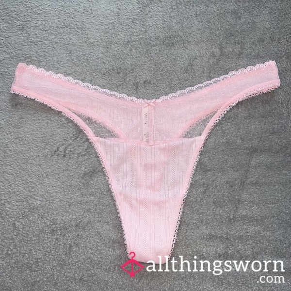 VS Baby Pink Polka Dot Lace Thong
