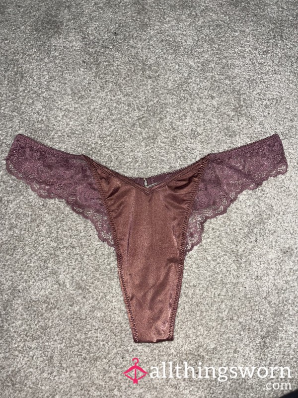 VS Burgundy/Brown Lace Thong
