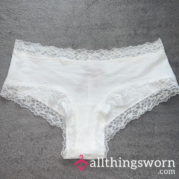 S**y Student’s VS White Lace Cheeky Panties