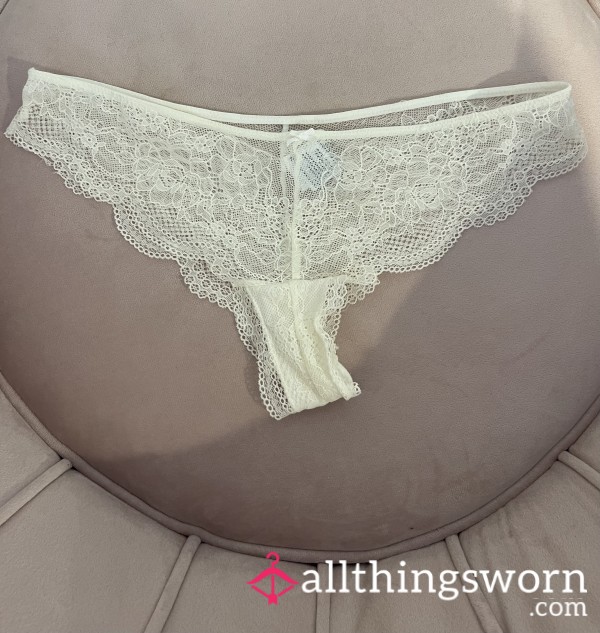 S**y Worn White Lace Panties