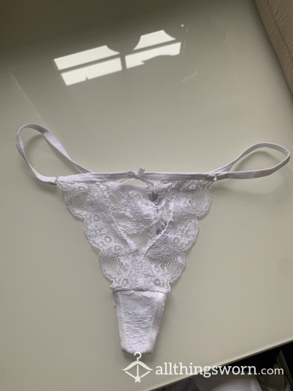S**y White Lace Thong