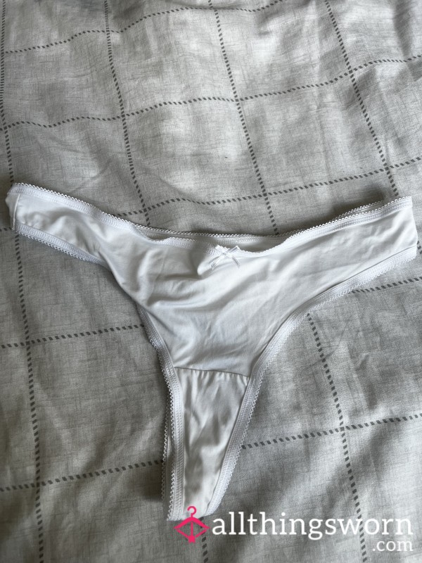 S**y White Soft Thong, Creamed