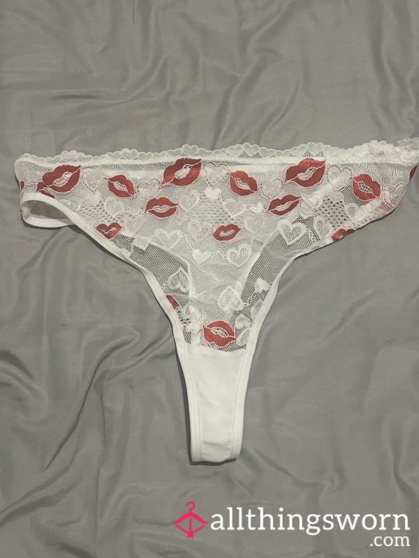 S**y White Thong With Kiss Detail