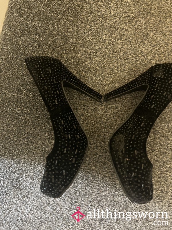 S**y Worn Black High Heels
