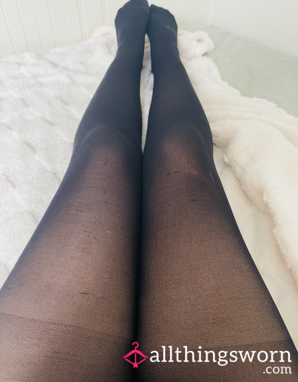 S**y Worn Black Pantyhose