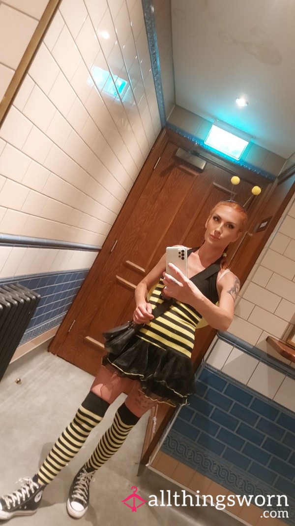 S**y Worn B*mble Bee Outfit With Stockings Custom Wear Available With Videos And Pictures Well Worn Converse Also Available At Extra Cost
