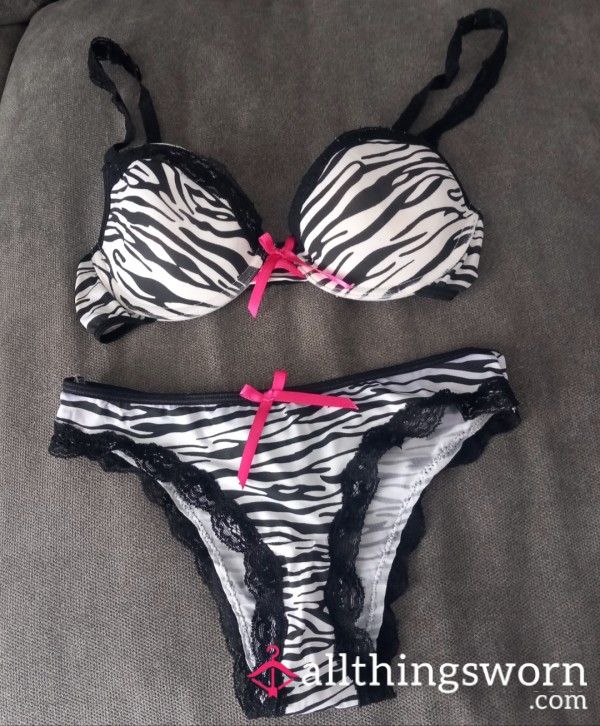 S**y Zebra Print Bra And Panties Size 8