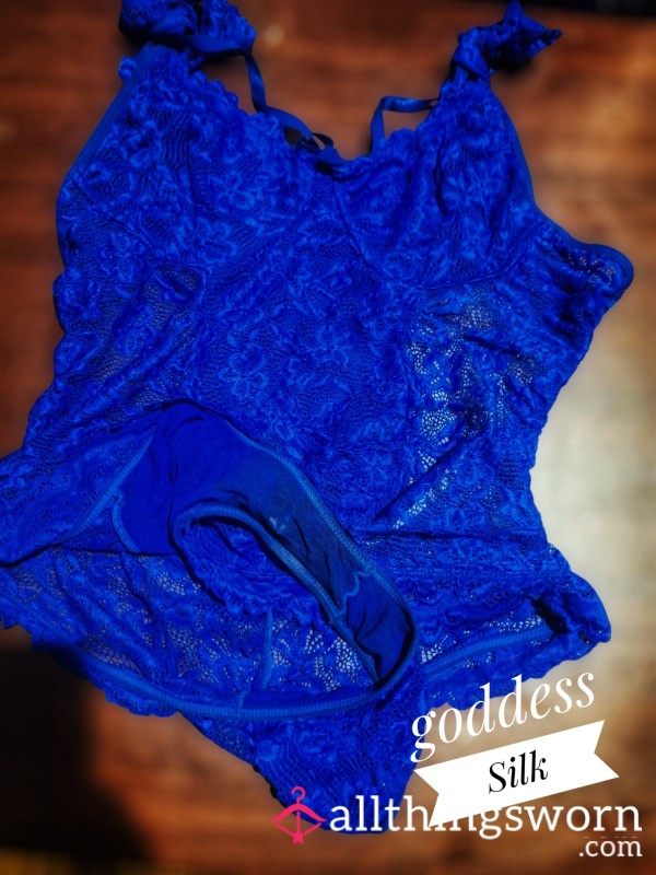 💙 Shea Bu*ter And C*m Stained  Electric Blue 💎Lace Lingerie – 💙