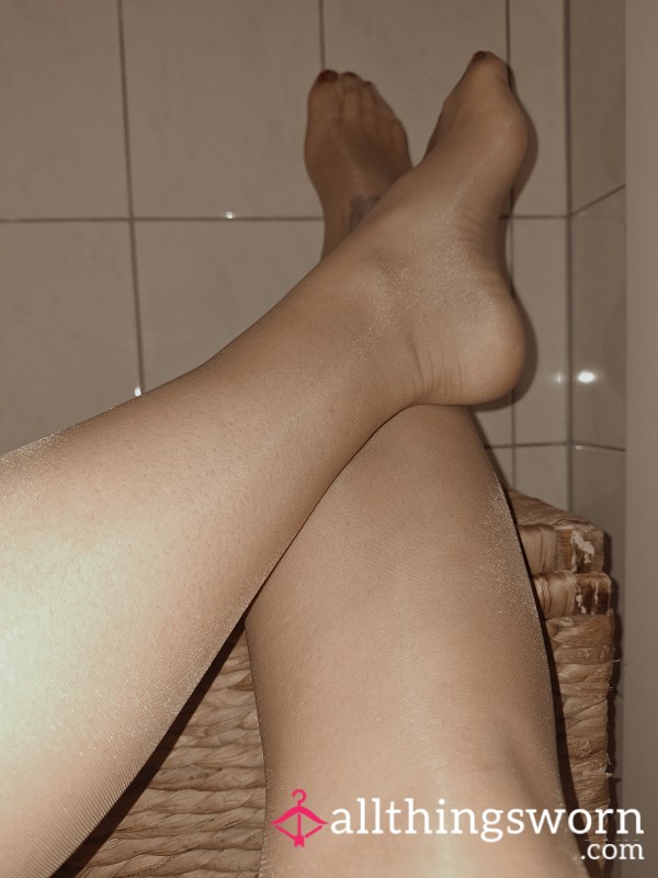 Well-worn Sheer 15 DEN Tights, Worn For A Full Day, Directly On Skin, No Panties💋