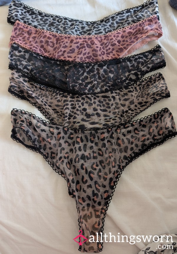 Sheer Animal Pring Thongs. Size M