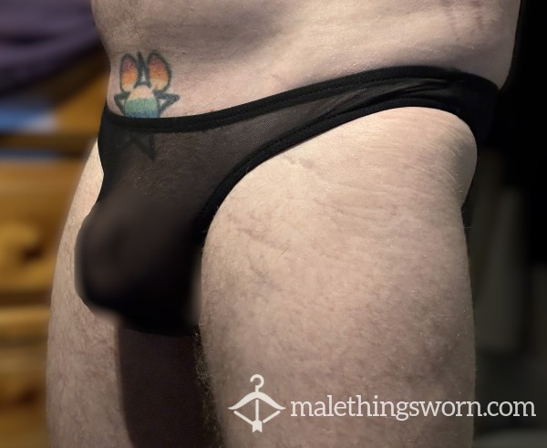 Sheer Bikini Briefs - Black - Size M (8)