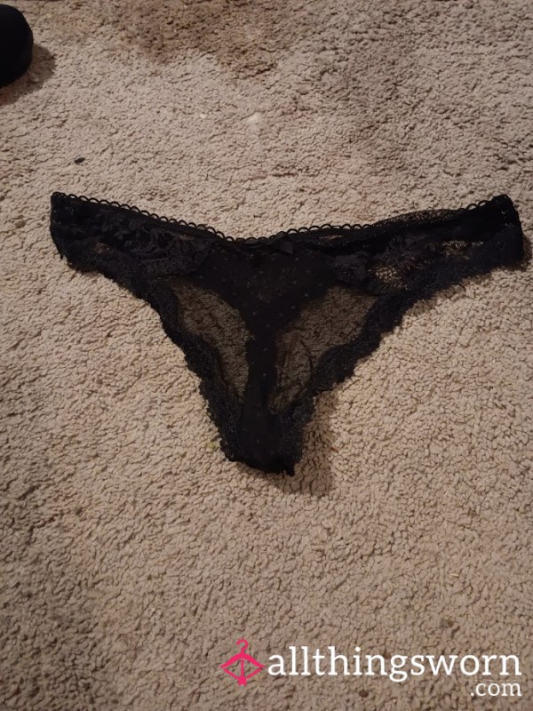 Sheer Black Lace Thong Panties – Delicate, Daring, And Deeply Worn
