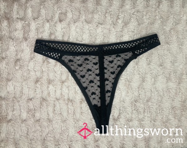 Sheer Black Mesh Thong