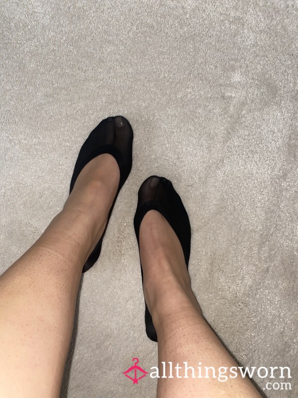 Sheer Black Sock Liners - Worn