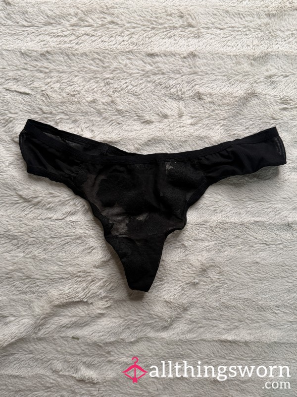 Sheer Black Thong